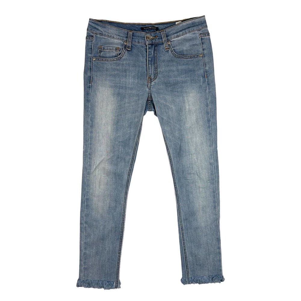 Brandy Melville Size M Low Rise Skinny Ankle Jean Frayed Hem Cotton Stretch Y2K